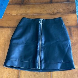 Lovers + Friends Leather Mini Skirt with Middle Zipper, size xs